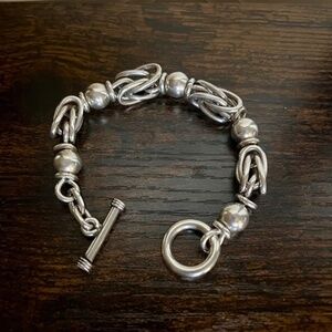 VINTAGE 925 Sterling Silver Oval Link Ball Bracelet